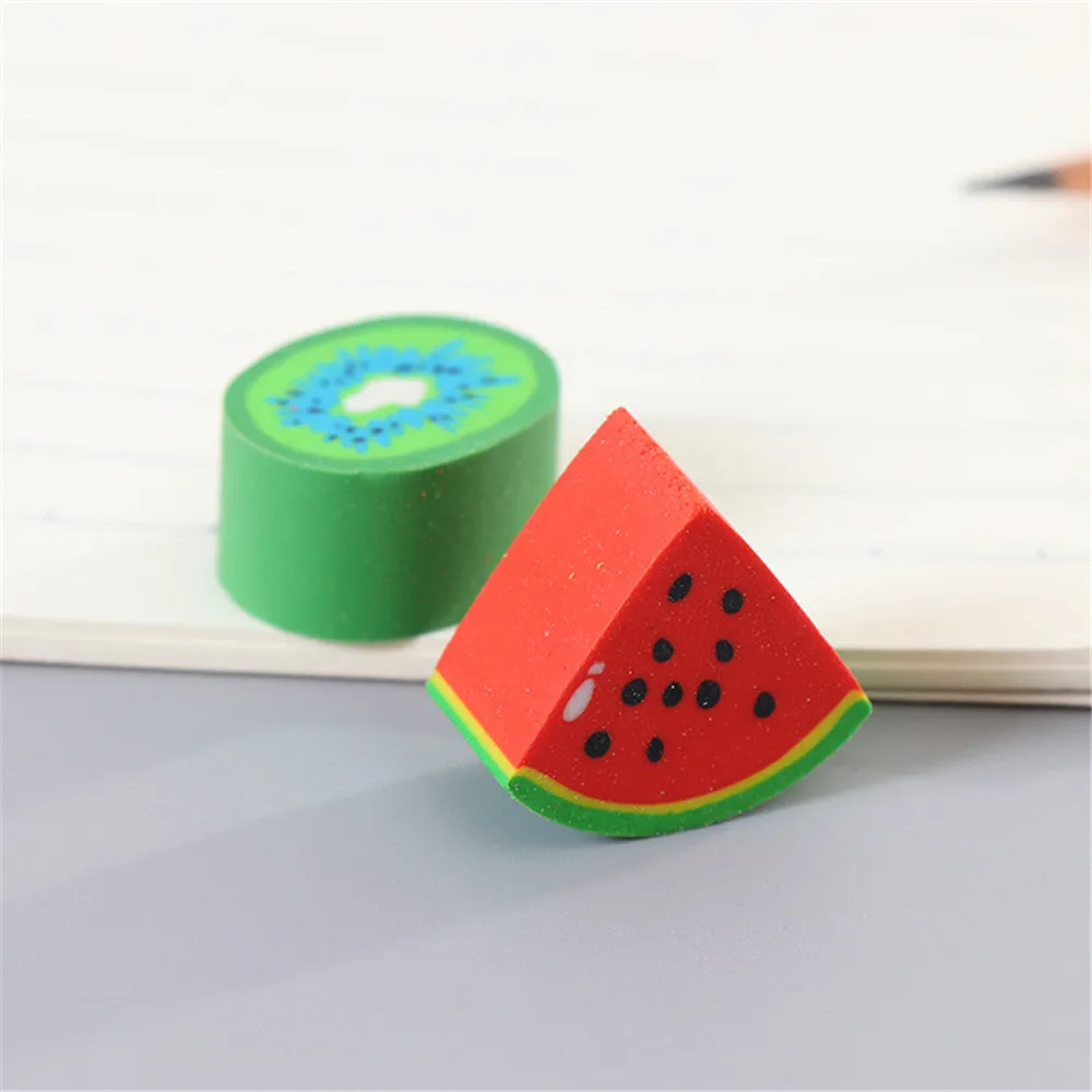 3 шт./компл. милый мини-арбуз киви ластики кавайные Канцтовары милые детские