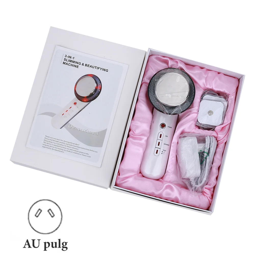 AU With Gift Box Ультразвуковая кавитация EMS для похудения тела массажер для лица 3 в 1 потеря веса антицеллюлитный жиросжигатель Гальваническая инфракрасная терапия - Цвет: AU With Gift Box