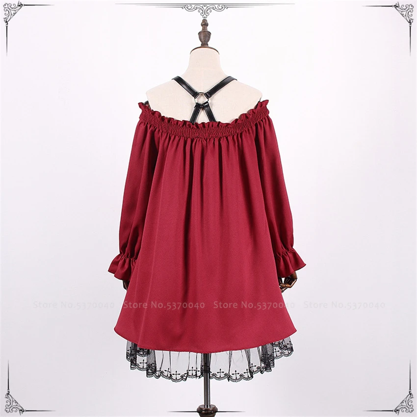 

Woman Japanese Lolita Doll Anime Cosplay Costume Girl Kawaii Gothic Tea Party Princess Tutu Dress Lace High Waist Dress Vintage