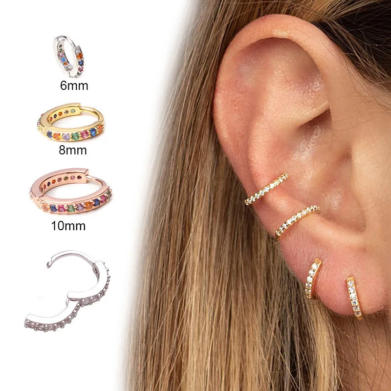 TTLIFE круглые серьги хомуты разных цветов с фианитами Huggie Helix Tragus Rook Daith Snug Conch