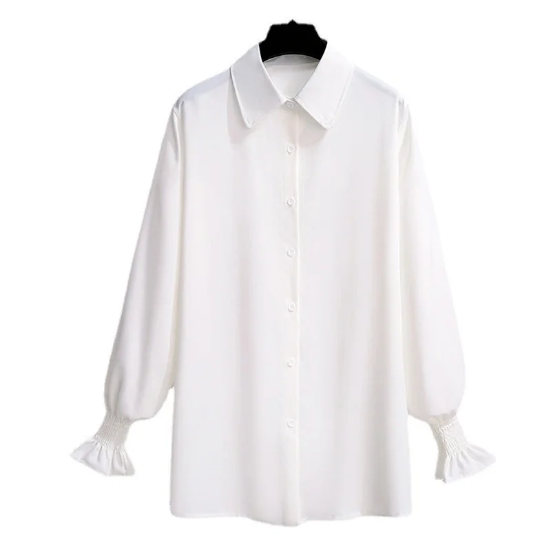 

Top Female White Shirt Longsleeve Women's Shirt Korean Fashion Blouses Summer Button Up Shirt Women Cute Shirts Long Shirt Tunic