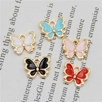 julie wang 10pcs enamel butterfly charms mixed 5 colors small insect animal pendants alloy jewelry making accessory