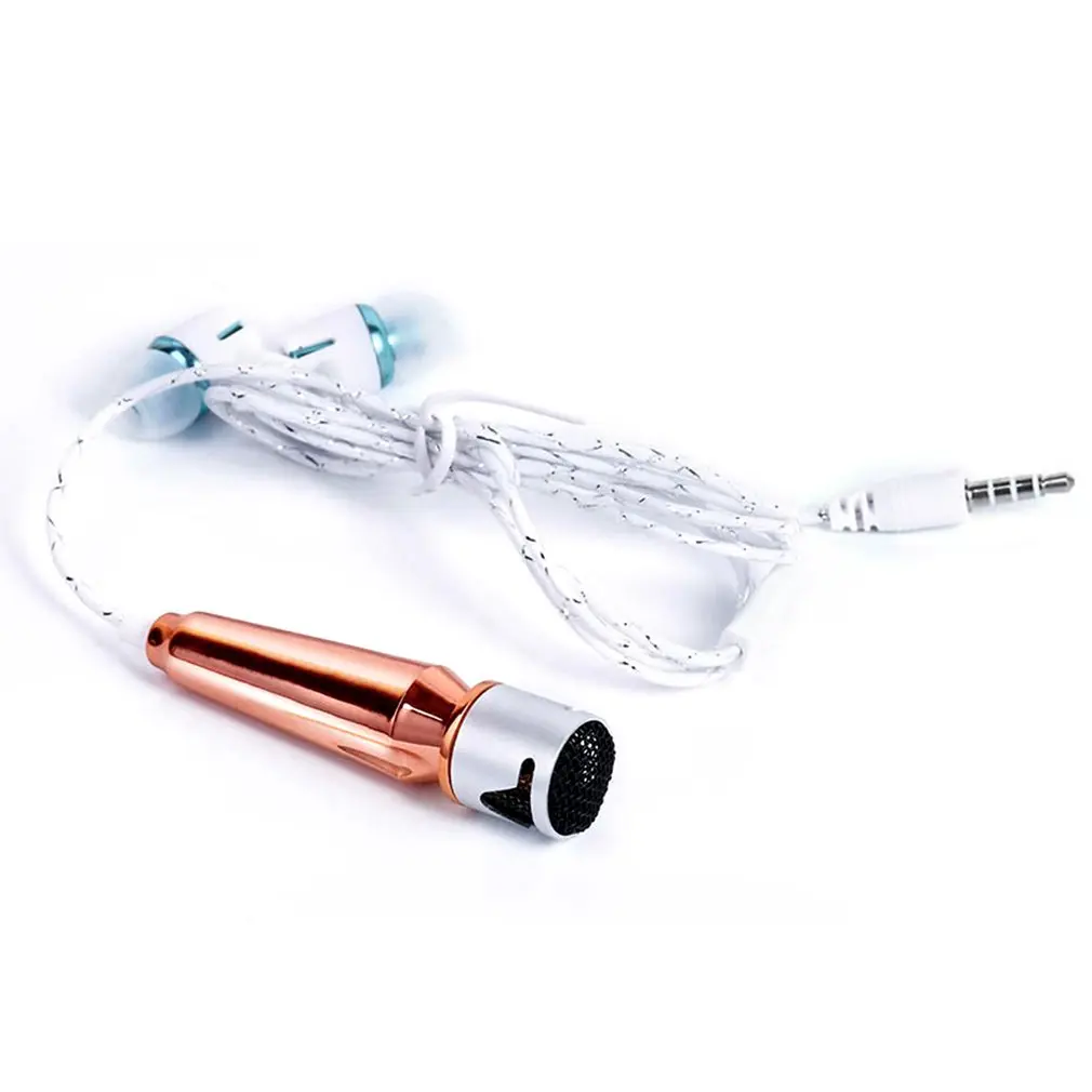 gold with earphone MINI Jack 3,5 мм студийный петличный профессиональный проводной микрофон ручной микрофон караоке для пения игр для мобильных телефонов ПК Горячая Распродажа - Цвет: gold with earphone