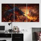 3 шт. HD картина с драконом Warcraft игры художественная Настенная роспись World of Warcraft видео игры плакат работа над кроватью Настенный декор