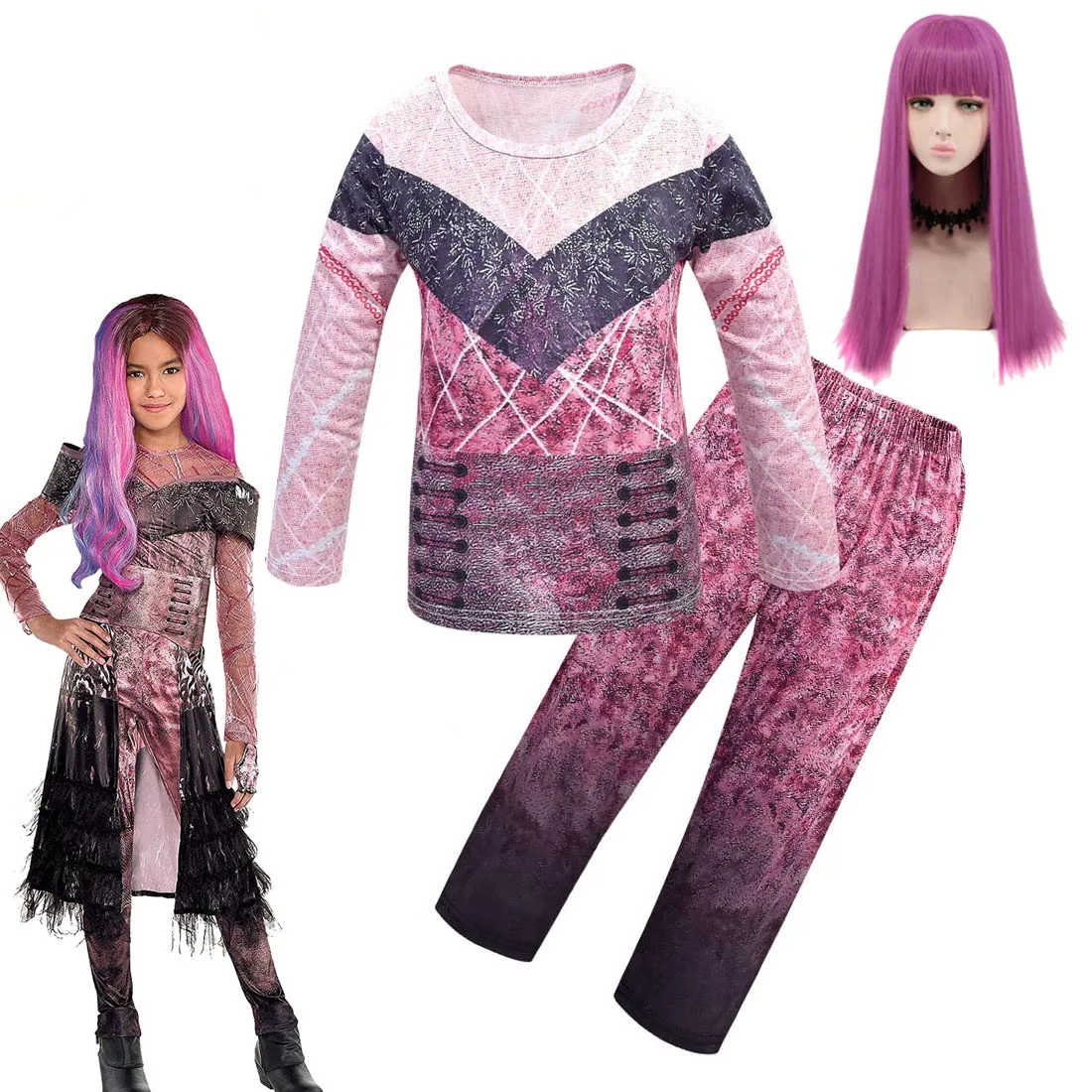 

Детская одежда, костюмы на Хэллоуин для детей, топы с длинным рукавом и штаны для косплея Одри 3 Эви МАЛЬ, комплекты одежды