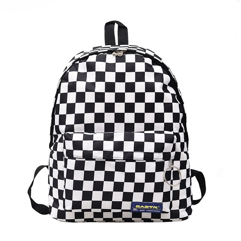 

2021 Unisex Plaid Nylon Female Travel Daypack Laptop Backpack Book Schoolbags Feminina School Casual Rucksack Women Bag