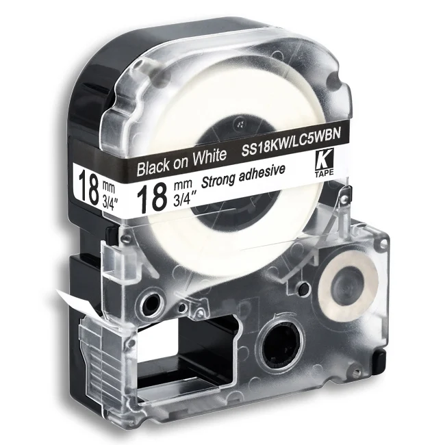 CIDY 18 мм черный на белом SS18KW/LC-5WBN LC 5WBN LC-5WBN9 клейкая лента для kingjim/epson Для LW300 LW400 LW-600P LW-700P - Цвет: black on white