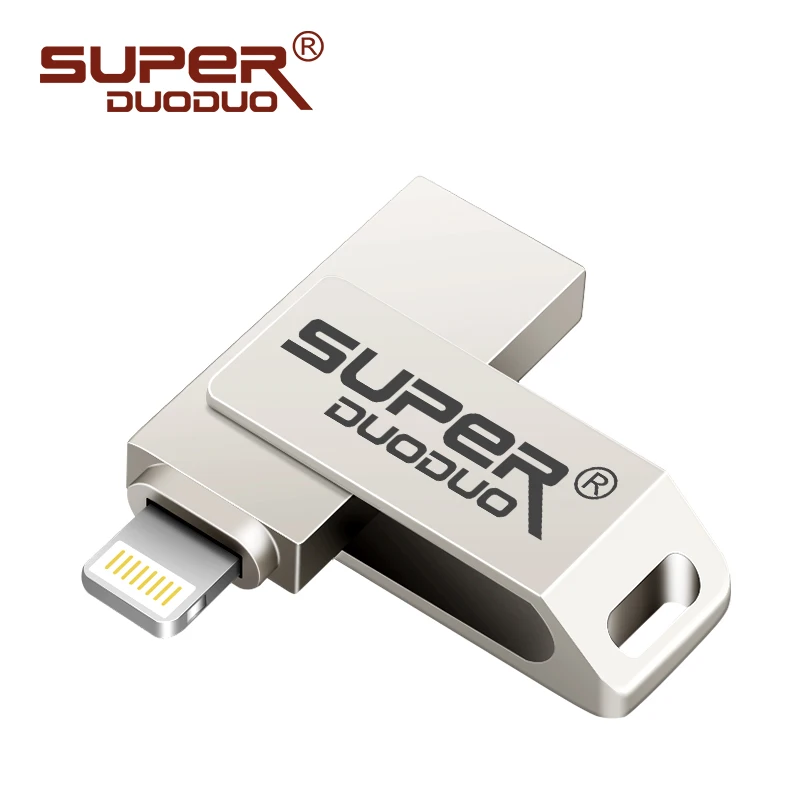 USB флэш-накопитель для iPhone X/8/7/7 Plus/6 Plus/6s/5/SE/ipad металлический флэш-накопитель HD флеш-накопитель 8 Гб оперативной памяти, 16 Гб встроенной памяти, 32 ГБ, 64 ГБ, 128 ГБ флэш-накопитель usb 2,0