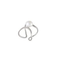silver ring japanese and korean version of fashion simple ins freshwater pearl ring female s925 silver hand jewelry