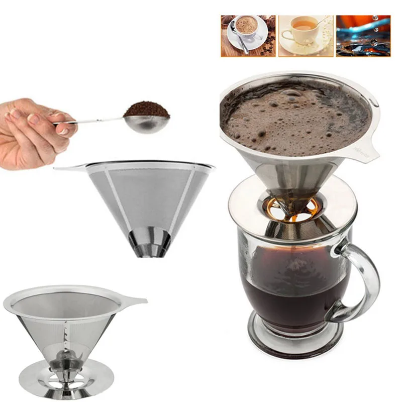 Нержавеющая сталь кофейная подставка для фильтра налить Воронка кофе