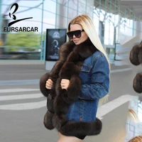 fursarcar 2021 fashion women parka fur coat winter real fur jacket thick warm rabbit lining natrual fox fur collar parkas
