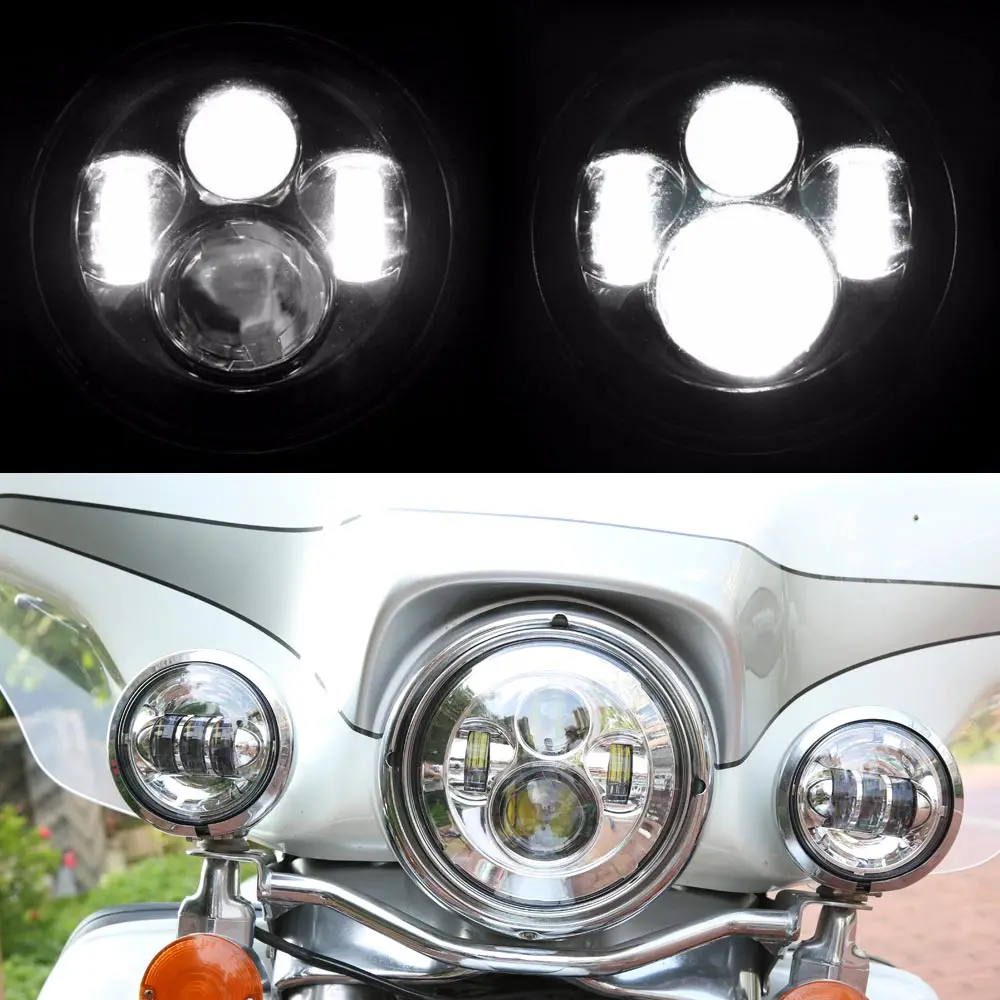 Для Harley Round 7 &quotмотоциклетная черная светодиодная фара с мотором для фар фары
