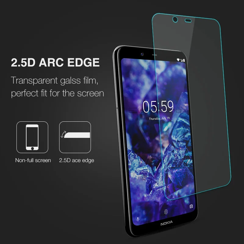 Закаленное стекло для Nokia 5 1 Plus 2.5D защитная пленка экрана Защитное + HD 9H прозрачное