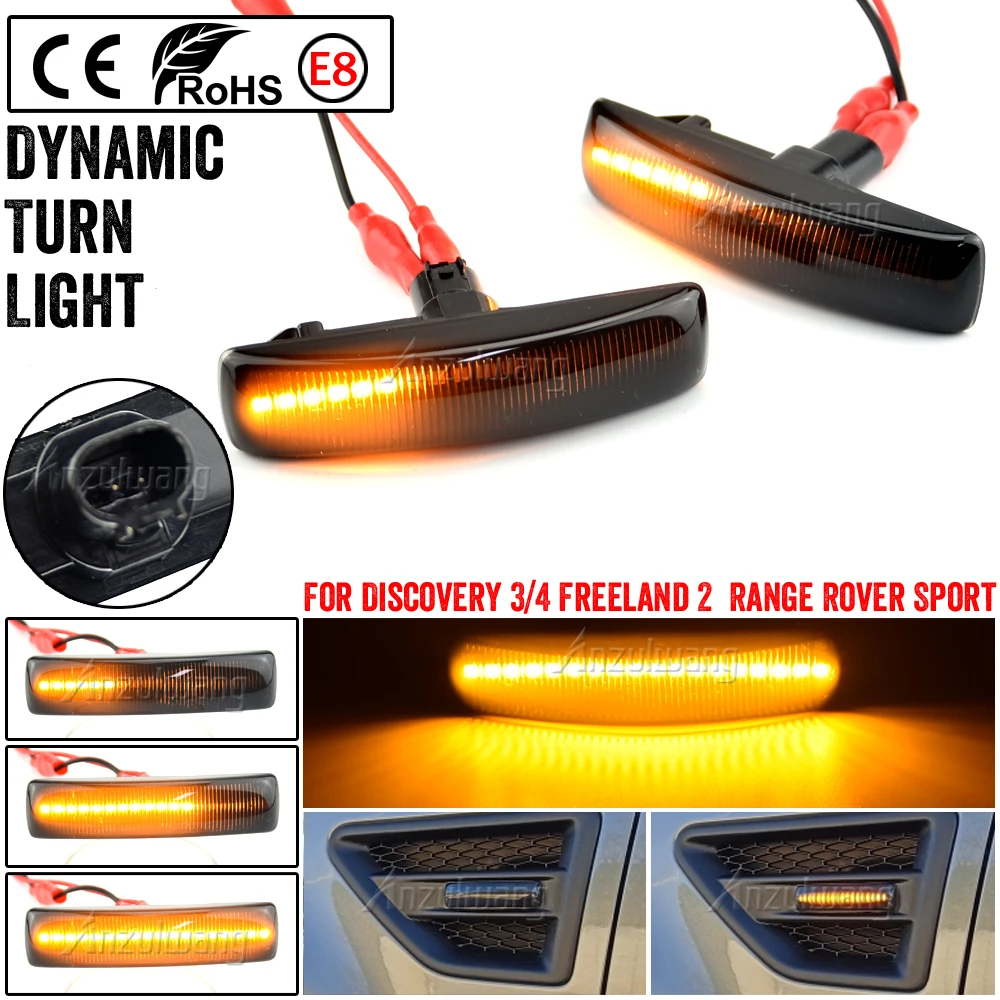

2x LED Dynamic Side Marker Light for Land Rover Discovery 3& 4 Freeland 2 Range Rover Sport LED Side Indicator Blinker Turn Lamp