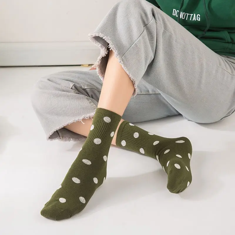 1 пара женские носки одноцветные хлопковые средней длины свободные Ретро стиль