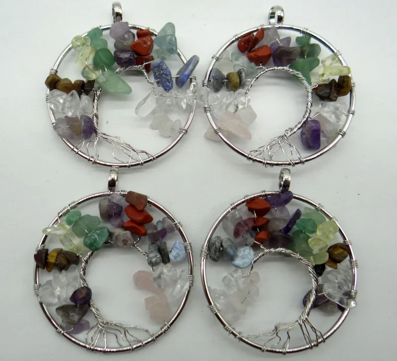 Натуральный камень дерево мудрости 7 чакр кварцевый кристалл тигровый глаз