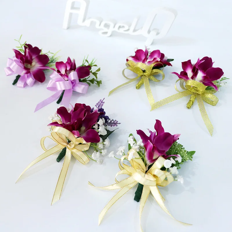 

Flone Artificial fake flowers simulation Corsage Special etiquette Corsage Wedding Groom boutonniere Business corsage decoration