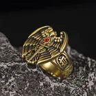 Мужское кольцо с крыльями орла Valily, кольцо золотого цвета с гравировкой в стиле панк, из нержавеющей стали