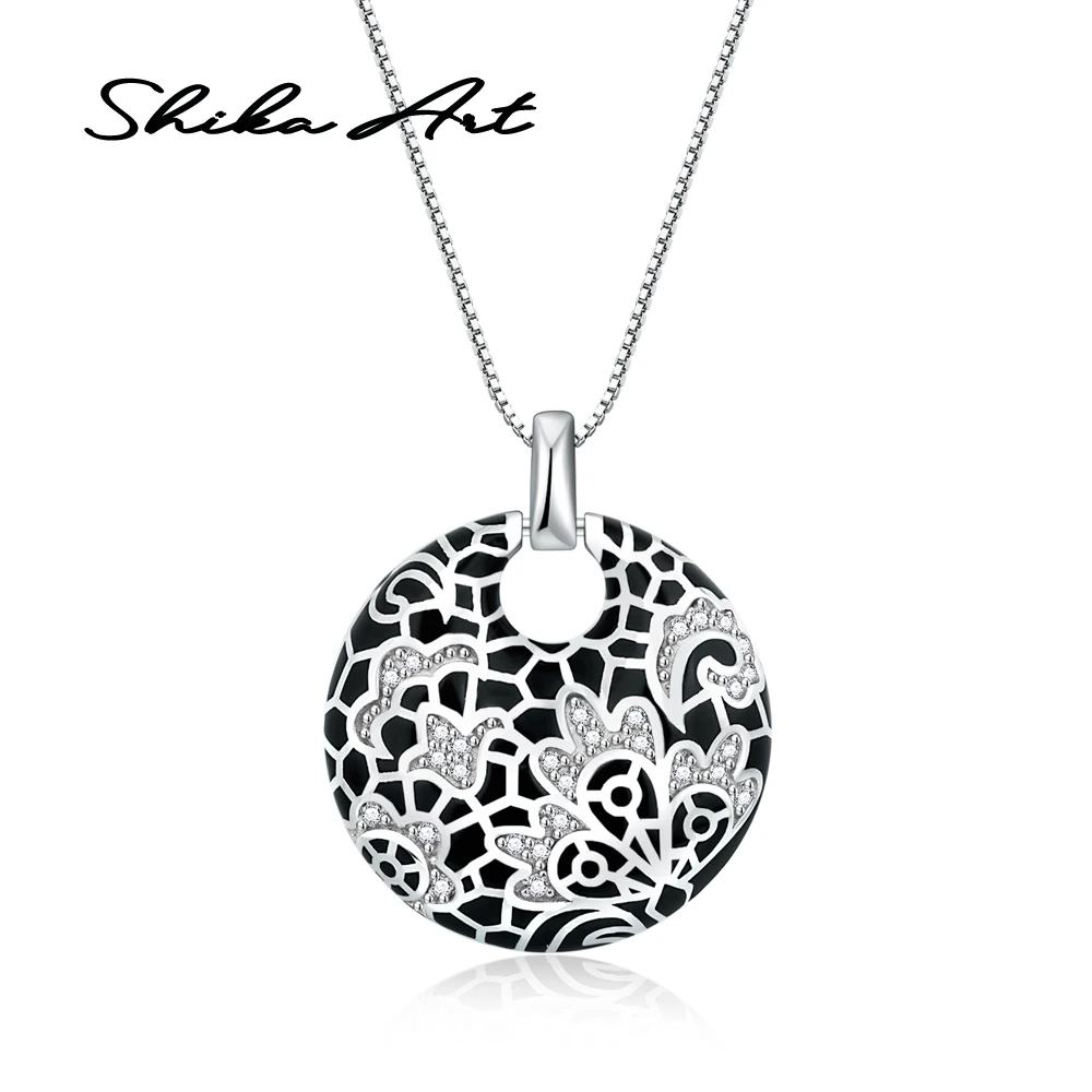 Женский комплект украшений SHIKA ART Комплект из серебра 925 пробы с черным цветком