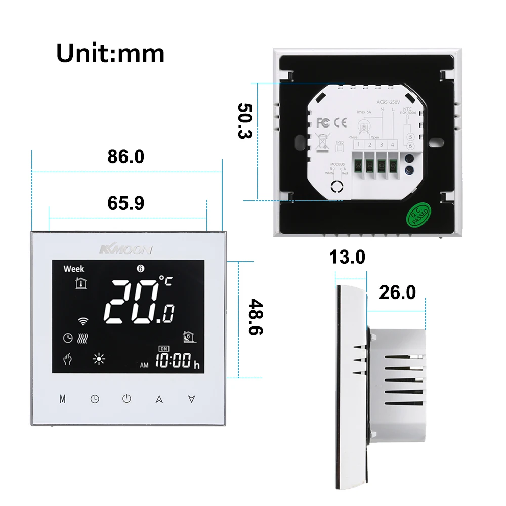 

KKmoon Thermostats Digital Water/Gas Boiler Heating Thermostat WiFi Voice Control Touch screen Home Room Temperature Controller