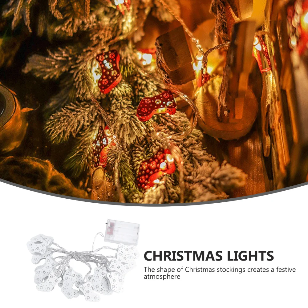 

1 Set of Xmas Sock Design LED String Lights Christmas String Lamp Photo Props
