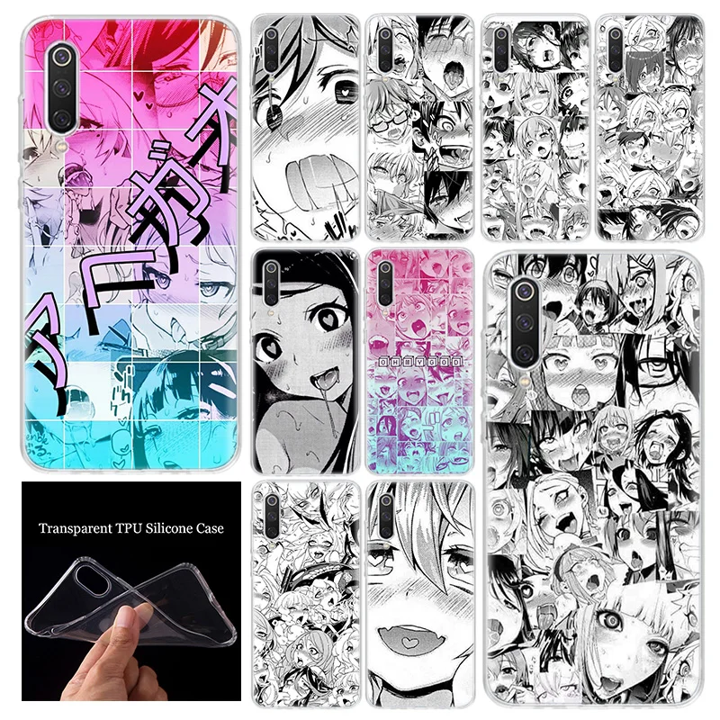 hot anime girl manga cute faces phone case cover for xiaomi note 10 mi 11 10 9 8 cc9 5x 6x x3 nfc f1 f2 pro lite a1 a2 a3 soft free global shipping