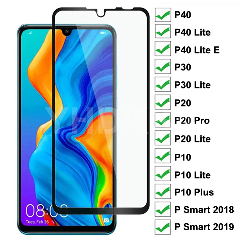 9D Protective Glass For Huawei P20 Pro P10 Lite Plus Screen Protector P30 P40 E P Smart 2019 Tempered Film Case | Мобильные телефоны