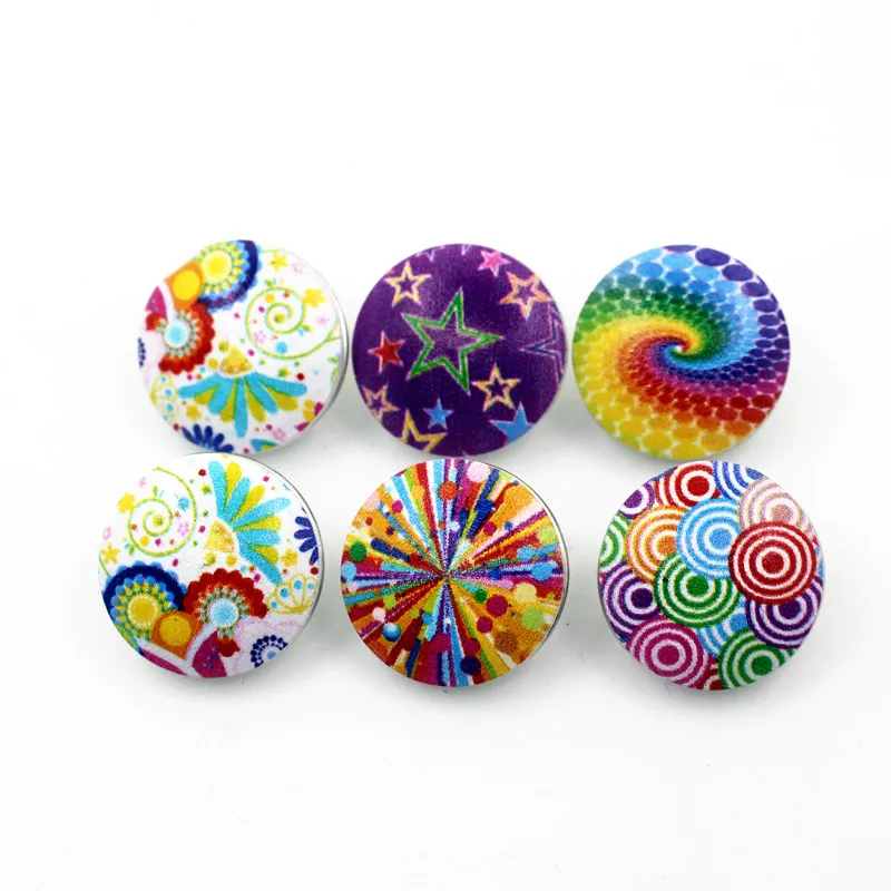 

New 50pcs/lot Mix Painted Stars Rainbow Snap Buttons Fit 18mm Glass Buttons Snap Jewelry Bracelets&Bangles Diy Snap Jewelry