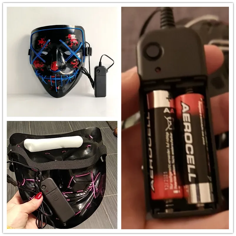 Украшение на Хэллоуин СВЕТОДИОДНАЯ маска светящаяся неоновая для вечеринки