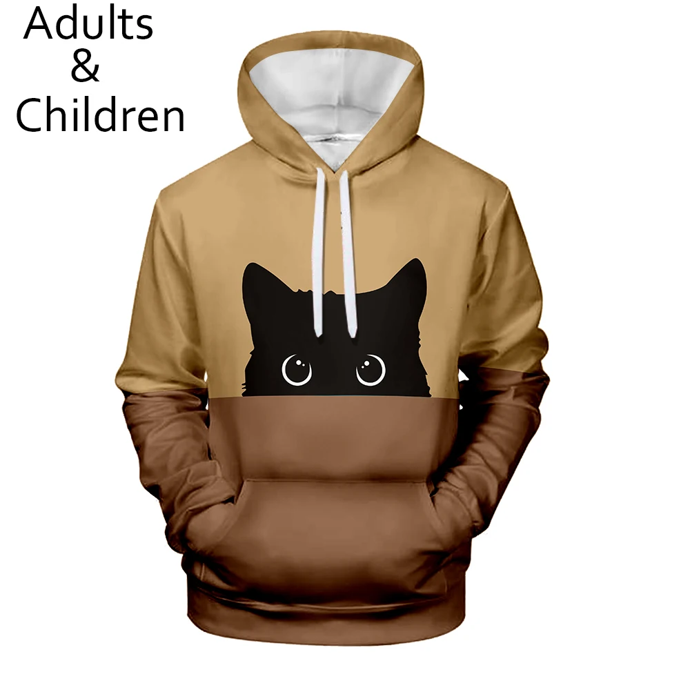 

Harajuku custom 3D cat popular 3D men women sweatshirt yellow children autumn winter Personality hoodie animal cartoon pullover