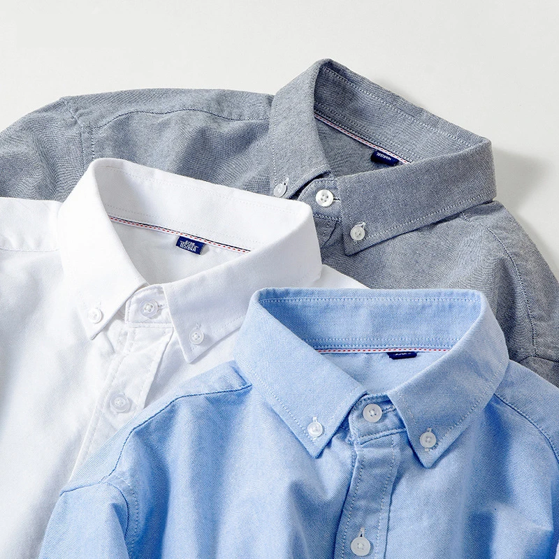 Мужская классическая рубашка из ткани Оксфорд с длинным рукавом в полоску |