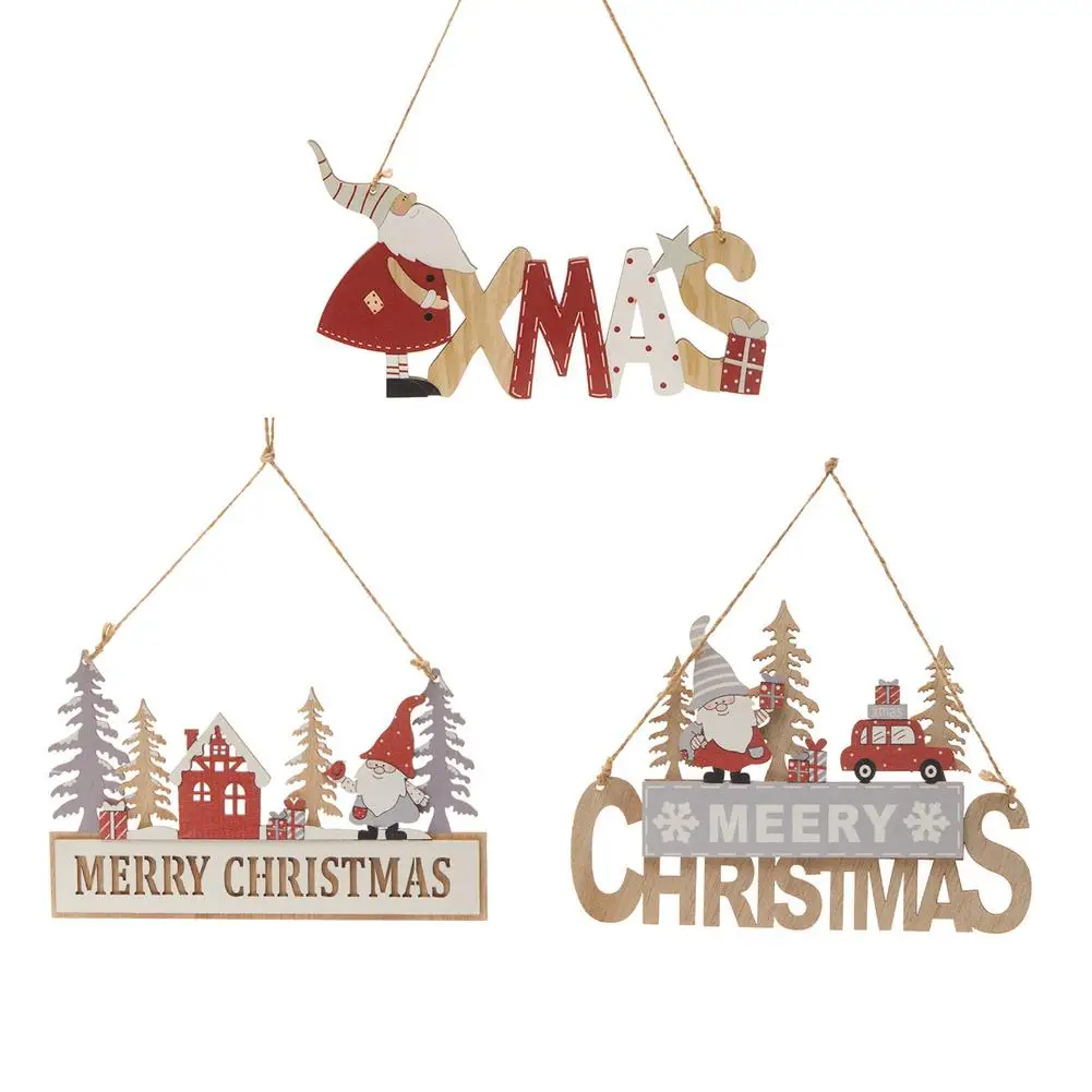 

Christmas Decoration Wooden Wall Door Decor Merry Christmas Santa Claus Elf Gnome Hanging Pendant Front Door Indoor Outdoor