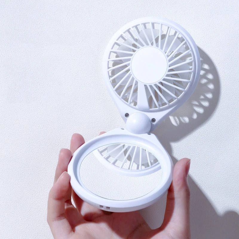 

LED Makeup Mirror USB Charging Mini Small Fan Fill Light Beauty Mirror Portable Small Electric Fan With Vanity Mirror