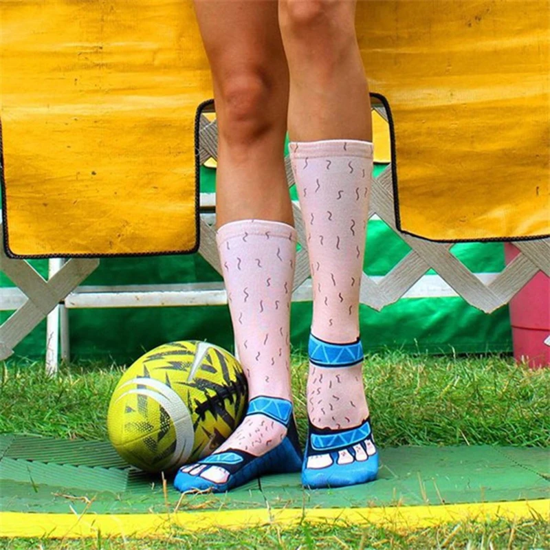 Симпатичные носки с 3D принтом ног для женщин забавные высокие женские хлопковые