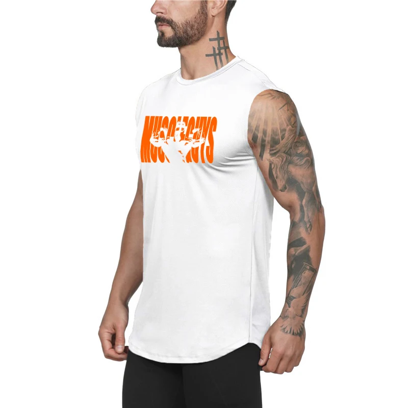 Muscleguys майка для спортзала, мужская майка для бодибилдинга, майка для фитнеса, хлопковые топы без рукавов, майка для тренировок