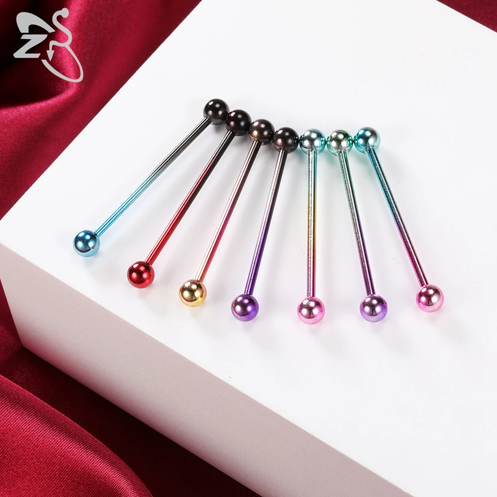 ZS 1 PC Colorful Stainless Steel Long Industrial Barbell Ring For Women Men 14g Snake Ear Tragus Helix Ear Piercing Body Jewelry