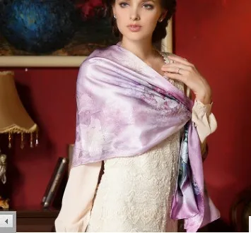 100% шелковый шарф длинный женский шаль из высококачественного шелка