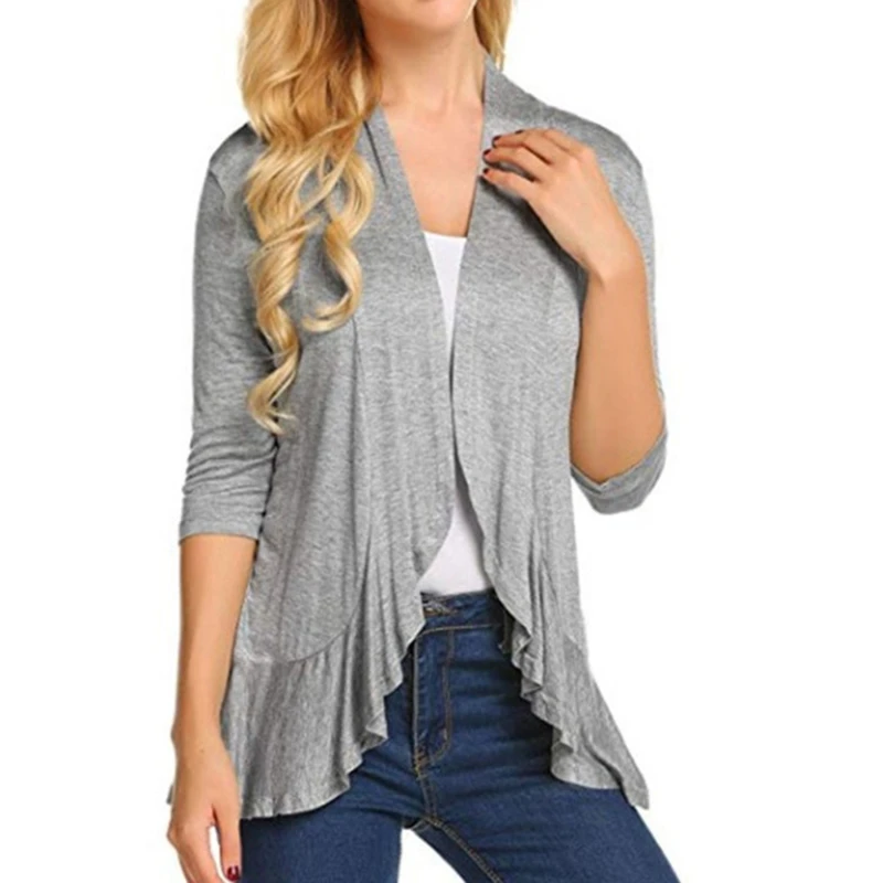 

New women's Cardigan Solid Color Medium Long Warm Coat Korean Version Loose Fashion all-match Cardigan Female Autumn Clothes