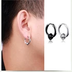 Мужские Винтажные серьги-кольца в стиле панк из нержавеющей стали, черные серьги без пирсинга, аксессуары, Прямая поставка