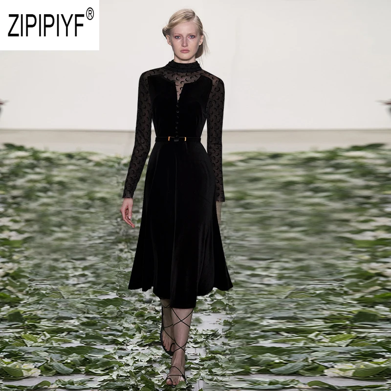 Осень 2019 модные женские платья марлевые лоскутные с принтом длинный рукав