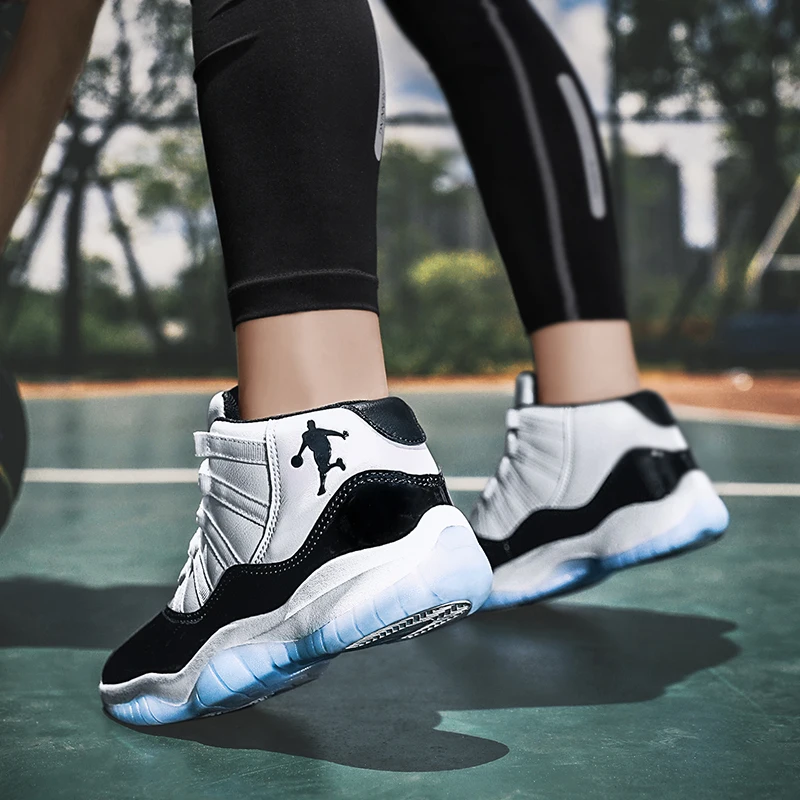 JIEMIAO 2021 New Big Children Basketball Shoes Breathable Boys Basketball Sneakers Outdoor Non-slip Kids Basket Trainer Shoes