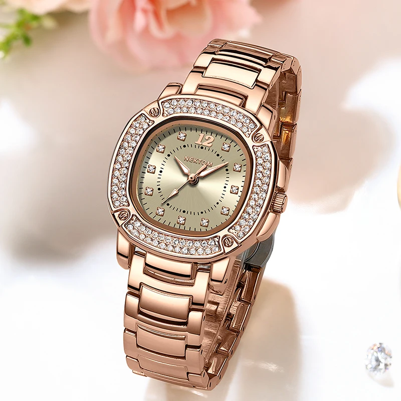 

2021 оригинальные женские кварцевые роскошные часы с квадратным браслетом из нержавеющей стали от NEKTOM, Брендовые повседневные женские часы