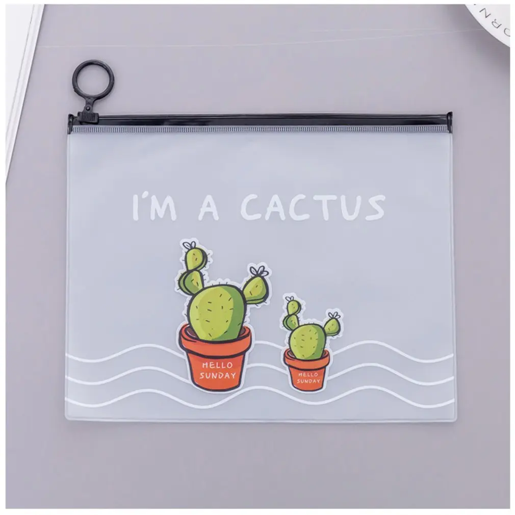 

Large Capacity Student Pencil Case Cute Fresh Transparent Frosted Cactus Pencilcase School Pen Case Student School Stationery