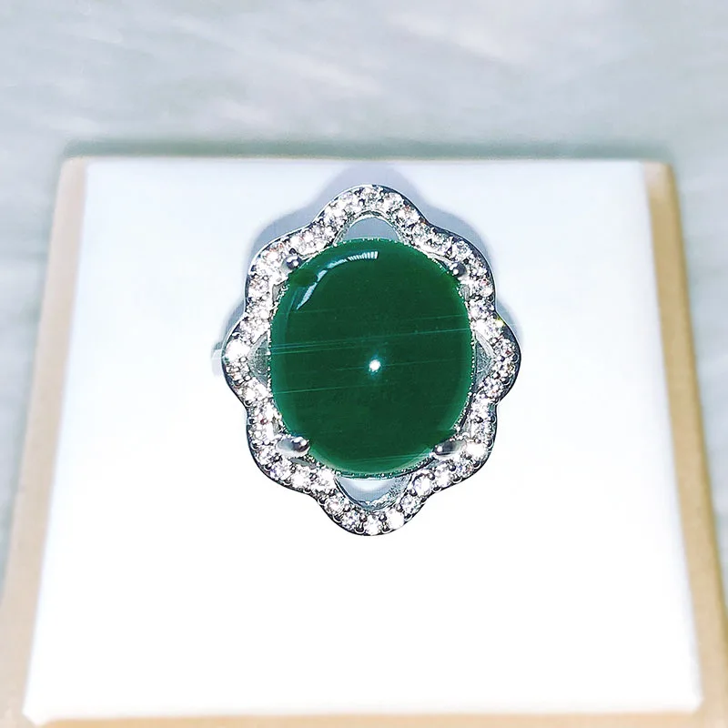 Винтаж натуральный халцедон кольцо Элегантные темпераментные плиссированные