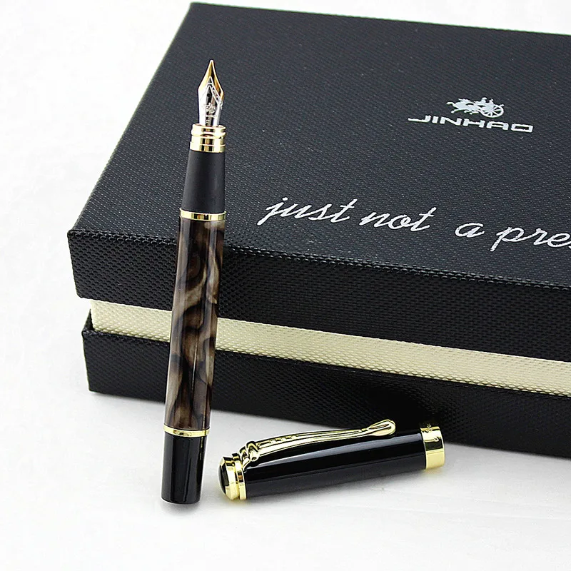 Jinhao 500 черная Золотая авторучка с резьбой 2 вида перьев 0,5 мм и 1,0 мм Высокое качество офисные принадлежности Подарочная чернильная ручка