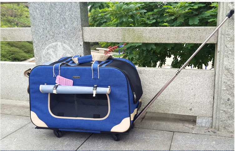 

Pet trolley folding four-wheeled dog trolley box cat suitcase bag breathable closed Lever Panoramic Skylight Super Breathable
