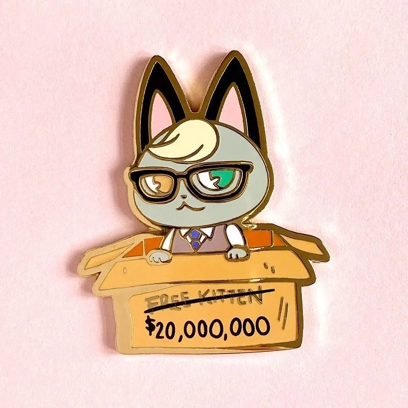 

Animal Crossings Villager Raymond Hard Enamel Pin New Horizons Cute Cartoon Carton Glasses Black Cat Medal Brooch Unique Gift