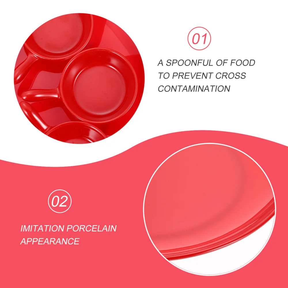 

1 Set of Simple Storage Plate Anti-crack Meat Spoons Caviar Plate (Red)