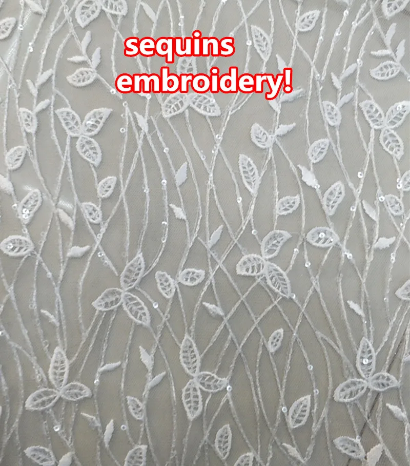 Sequin off white Бисерные блестки вышитые кружева ткани свадебное платье DIY аксессуары RS2361 - Цвет: Sequin off white