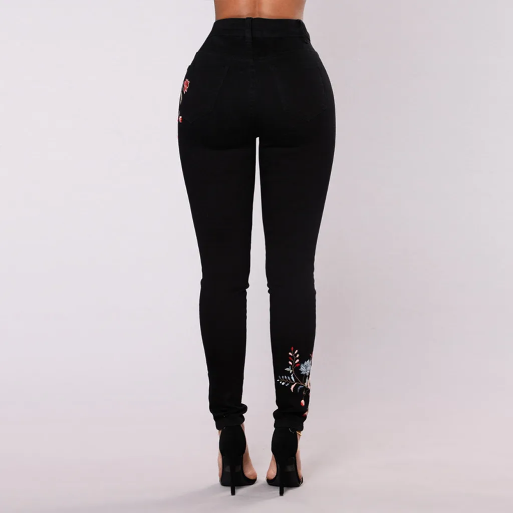 2019 горячие модные женские джинсы плюс размер вышитые деним стрейч женское платье